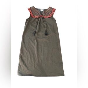 Boden || Nella Jersey Eyelet Olive Green Sleeveless Shift Dress 4R